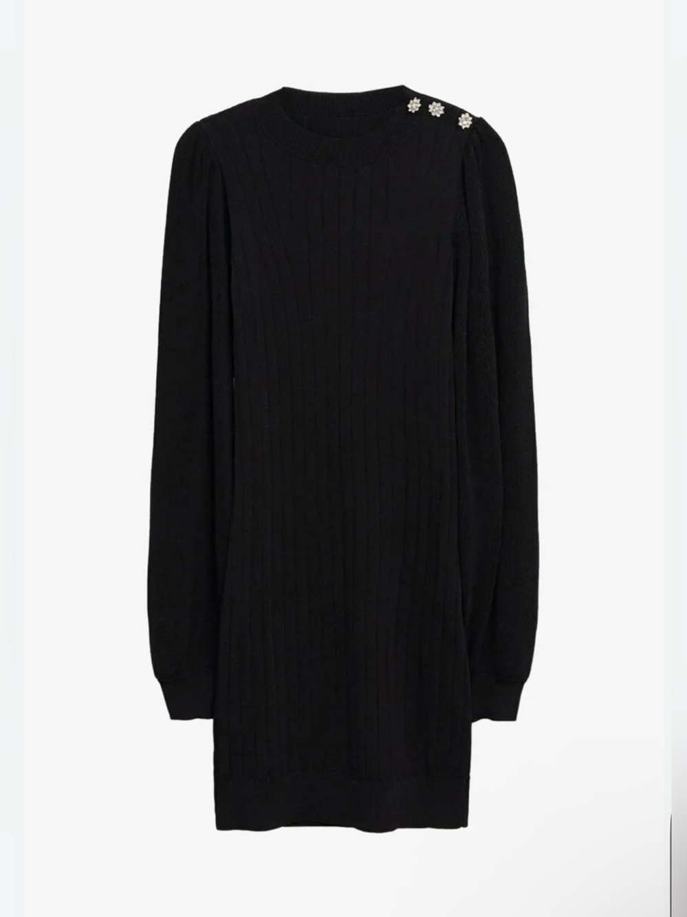 NWNT Mango - Black Long Sleeve Ribbed Mini Dress - Picture 3 of 6